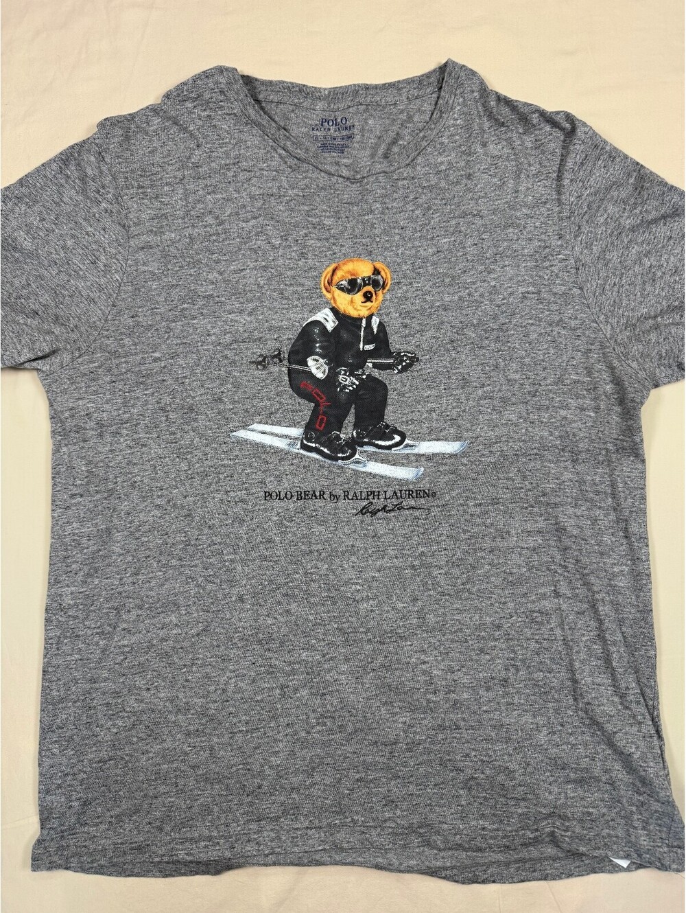 Polo Ralph Lauren Women's Short Sleeve T-Shirt XL Gray Polo Bear Ski